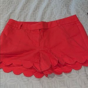 J Crew orange/red scallop border shorts